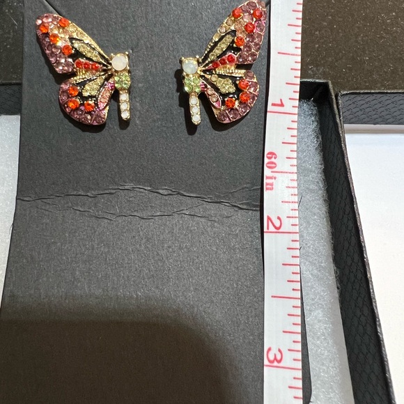 BUTTERFLY MULTI COLORED CRYSTAL PIERCED EARRINGS - Picture 4 of 5